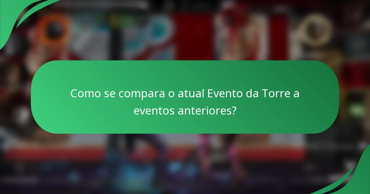 Como se compara o atual Evento da Torre a eventos anteriores?